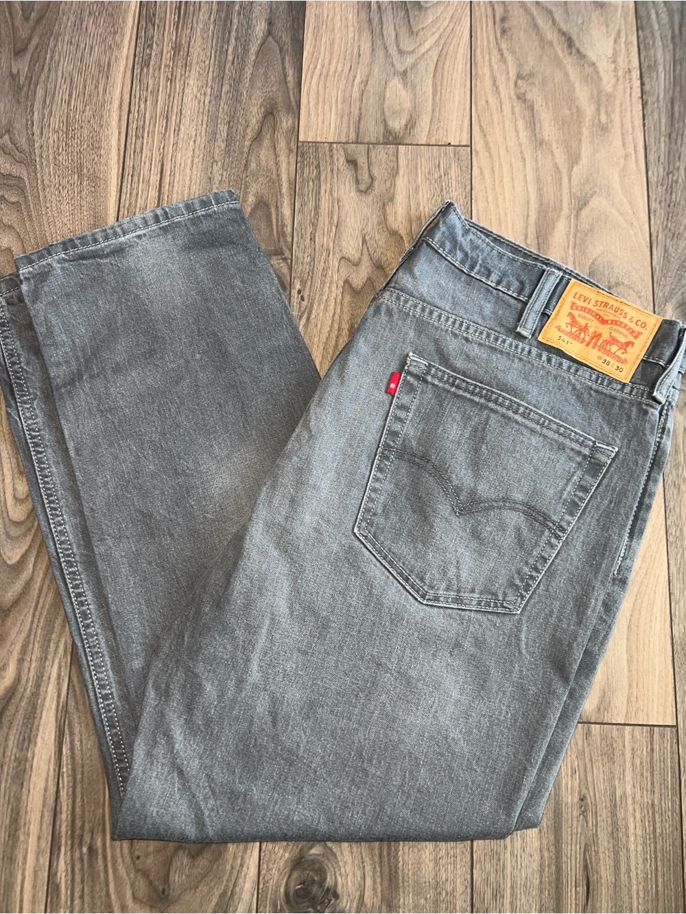 Levi's 541 Gray Jeans Distressed Whisker Wash Stretch Denim